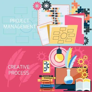 Flat design of project management Stock Illustration