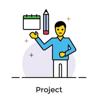 Flat design of project manager icon. Stock Illustration