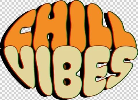 Flat design psychedelic bubble typography is showing CHILL VIBES text on Stock Illustration
