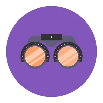 Flat design purple circular binoculars icon on a purple background. Compact Ilustración de archivo
