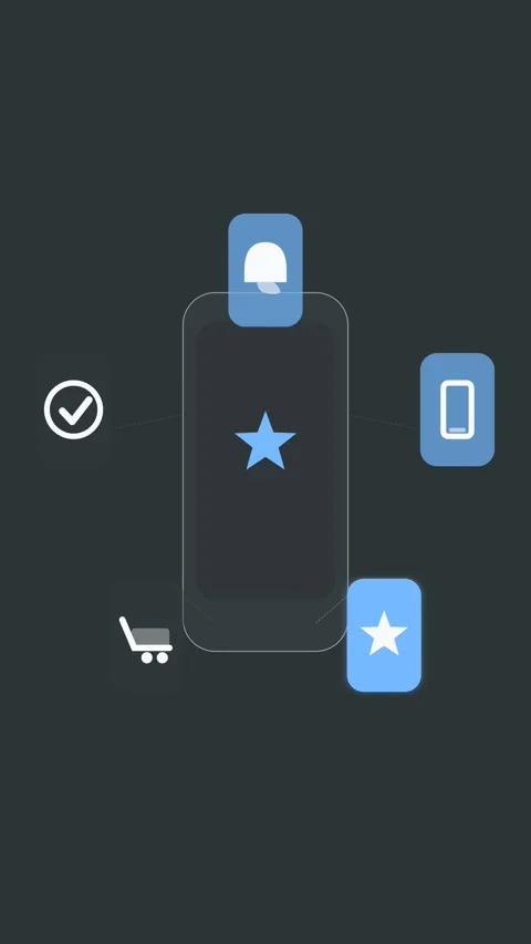Flat design Push notification conversion animation - graphite marketing motion Stock Footage 342627164
