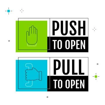 Flat design push pull sign illustration Illustrazione stock