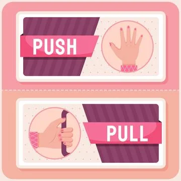 Flat design push pull sign illustration Illustrazione stock