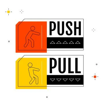 Flat design push pull sign illustration Illustrazione stock