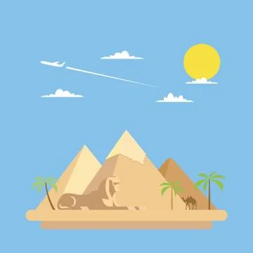 Flat design of pyramids Giza Stock Illustration