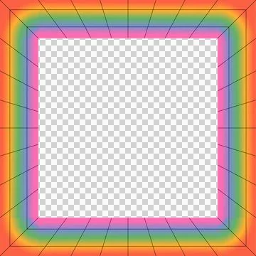 Flat design rainbow frame is forming black perspective grid tunnel into Stock Illustration