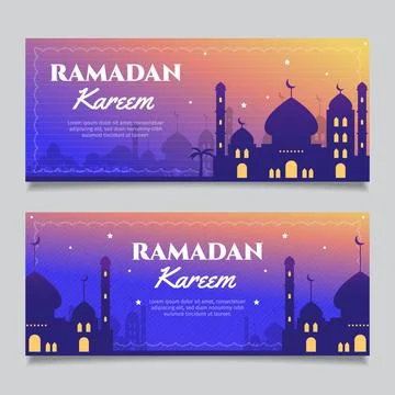 Flat design ramdan banner collection concept Stock Illustration