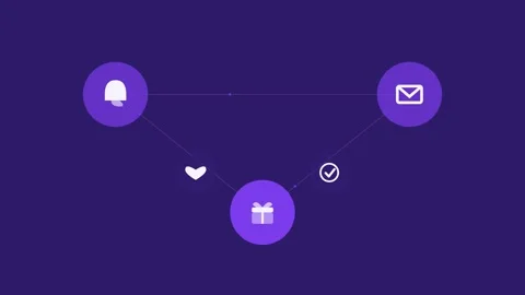 Flat design Re-engagement email campaign animation - violet marketing motion Stock Footage 342626527