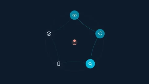 Flat design Real-time recommendation update animation - navy blue marketing Vidéo 342627315