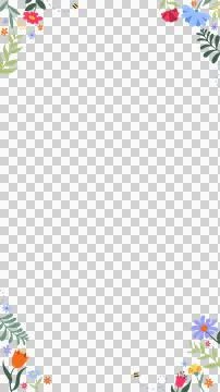 Flat design rectangular floral border is showing bees and flowers on transparent Illustrazione stock