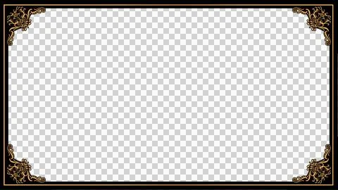 Flat design rectangular frame showing teal panel with gold filigree corners, Illustrazione stock