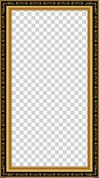 Flat design rectangular frame is sitting on transparent background with gold Illustrazione stock