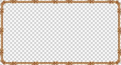 Flat design rectangular rope frame is showing knotted corners on transparent 스톡 일러스트