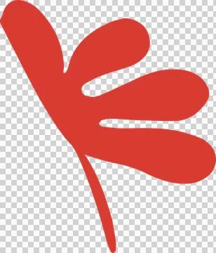 Flat design red abstract shape is floating on transparent background, featuring Stock Illustration