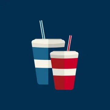 Flat design red and blue drink poster Stock Illustration