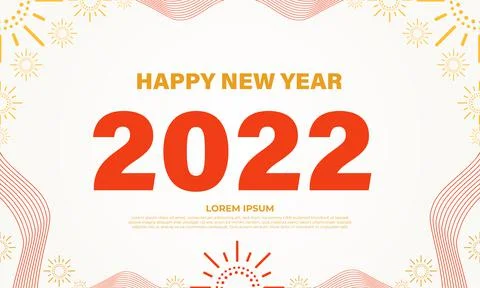 Flat design red and yellow happy new year background Stock Illustration
