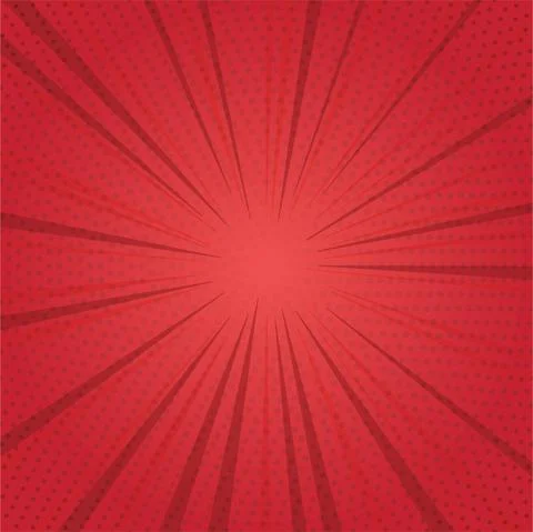 Flat design red comic background with lines and halftone Stock Illustration