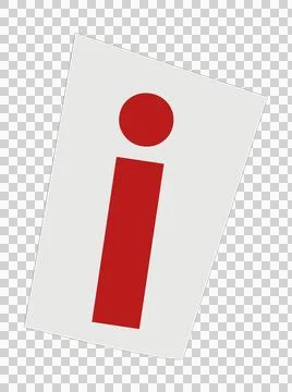 Flat design red lowercase i is showing on white angled panel on transparent Stock Illustration