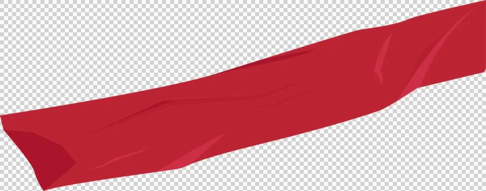 Flat design red ribbon is floating on transparent backdrop, showing flowing 库存插图