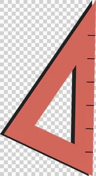 Flat design red set square is lying on transparent background, showing cutout イラスト素材