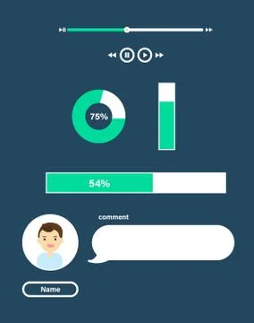 Flat design responsive user Dashboard UI mobile application Stock Illustration