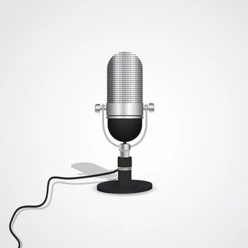Flat design retro studio microphone illustration on isolated background Stock Illustration