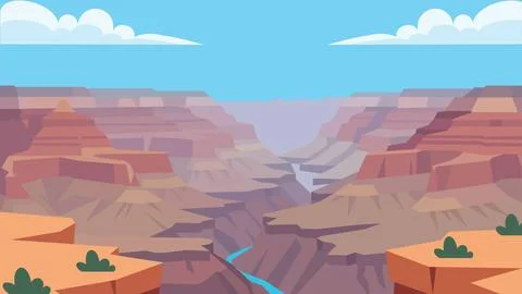 Flat Design River Veins Cutting Through Ancient Stone Иллюстрация
