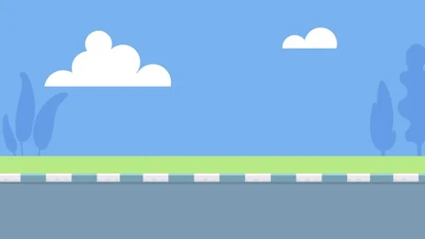Flat Design Road with Clouds and Trees Background street Stock Footage 340471613