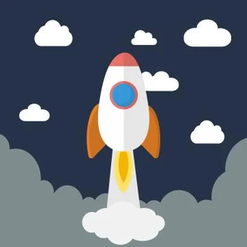Flat design rocket icon. Stock Illustration