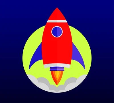 Flat design rocket icon Stock Illustration