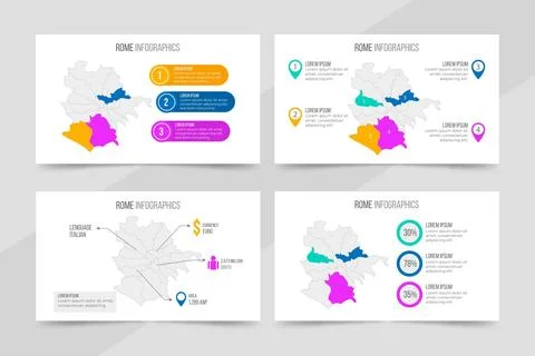 Flat design rome map infographics Stock Illustration
