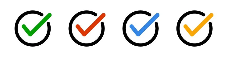 Flat design round checkbox icon set. Vector. Stock Illustration