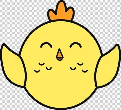 Flat design round chick is standing with orange beak, feather tuft on Ilustración de archivo