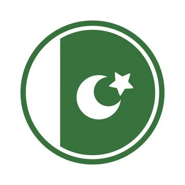 Flat design round Pakistani flag icon. Pakistan. Vector. Stock Illustration