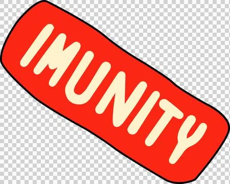 Flat design rounded-rectangle red sticker IMUNITY is featuring outline, Stock Illustration