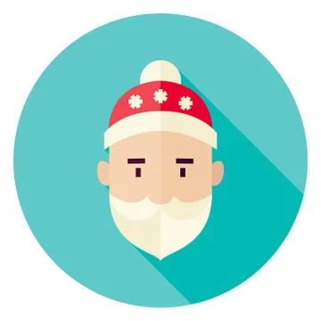 Flat Design Santa Claus Face Circle Icon Stock Illustration