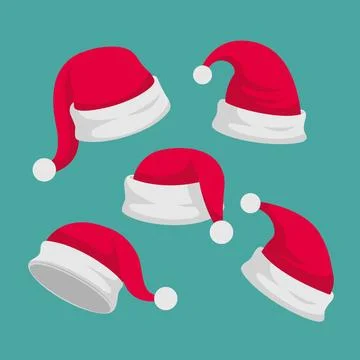 Flat design santa claus hat collection Illustrazione stock