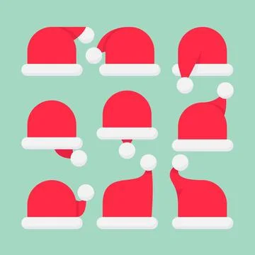 Flat design santa claus hat collection Stock Illustration