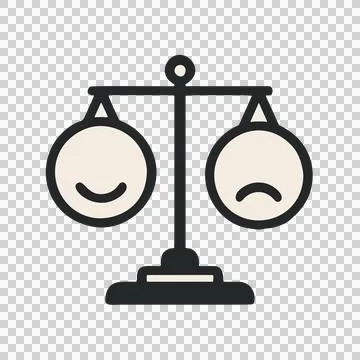 Flat Design Scale Weighing Happy and Sad Emotion Faces Abstract Concept Stock Illustration