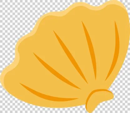 Flat design scallop shell is floating on transparent background, showing yellow Illustrazione stock