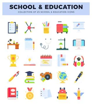Flat design school and education icons. modern vector illustration of learn.. 스톡 일러스트