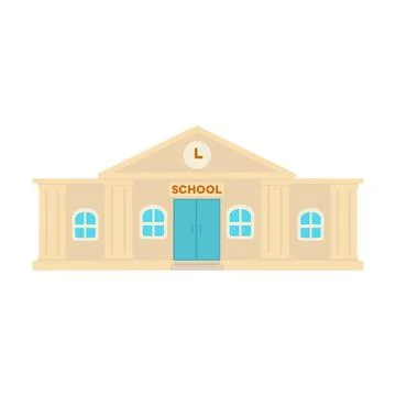 Flat Design School Building Illustration Ilustración de archivo