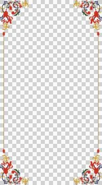 Flat design scrollwork frame is showing on transparent background with gold-red 스톡 일러스트