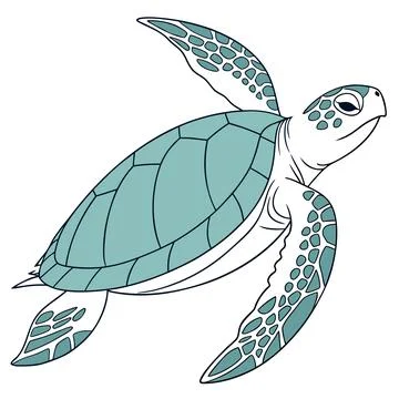 Flat Design Sea Turtle Vector Graphic Stock Illustration