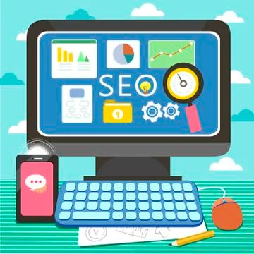 Flat design for search engine and website optimization Stock Illustration