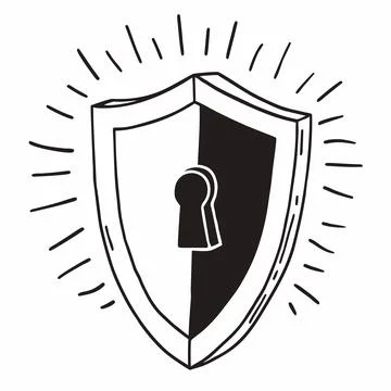 Flat Design Security Shield Vector Stock Illustration