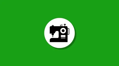 Flat design sewing machine icon animation on green background with white ci.. Stock Footage 329272913