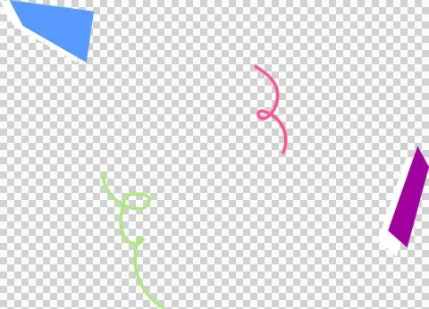 Flat design shapes floating on transparent bg, with blue, purple polygons and Stockillustratie