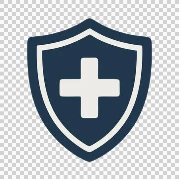 Flat Design Shield With Plus Sign Symbol Representing Health and Safety Security Stock Illustration