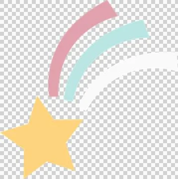 Flat design shooting star icon is moving over transparent background with pink Ilustração Stock